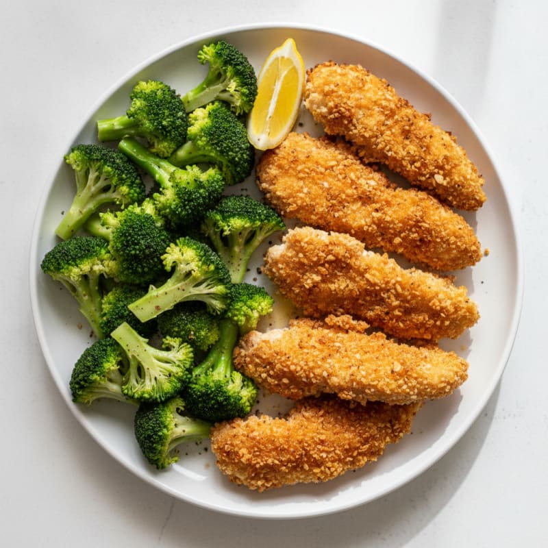 Oven-Baked Chicken Tenders with Steamed Broccoli