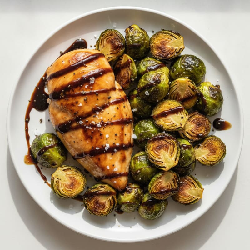 Balsamic Glazed Chicken and Roasted Brussels Sprouts