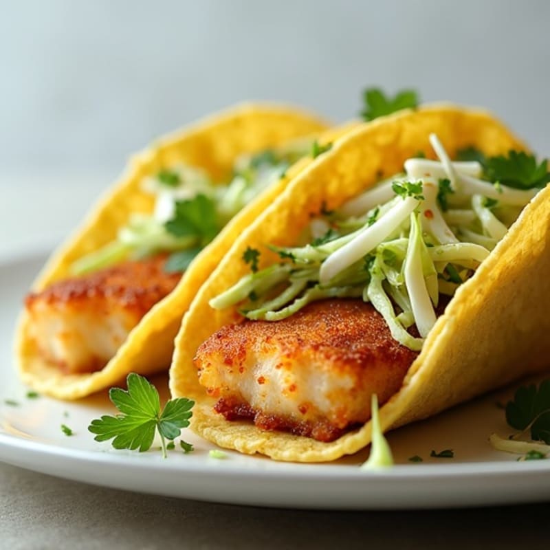 Crispy Baked Cod Fish Tacos with Lime Slaw
