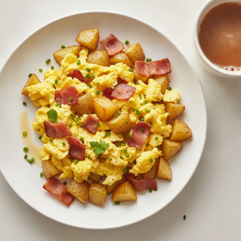Egg and Bacon Scramble with Crispy Potatoes