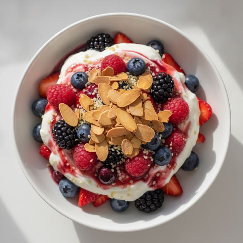 Vanilla Greek Yogurt Protein Parfait with Mixed Berries