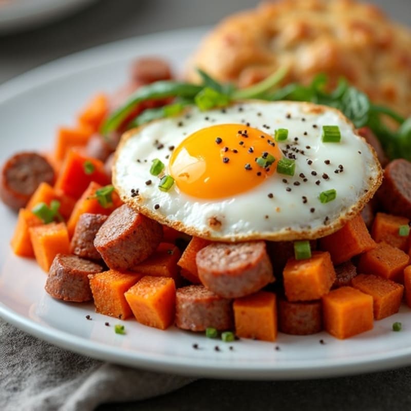 Crispy Egg and Sweet Potato Hash