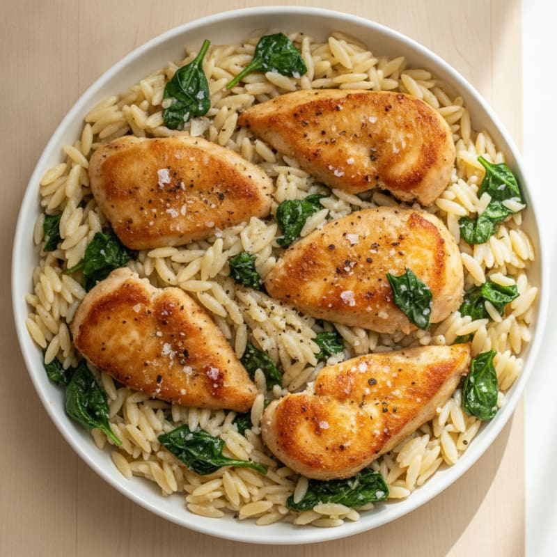 Lemon Herb Chicken Orzo Skillet