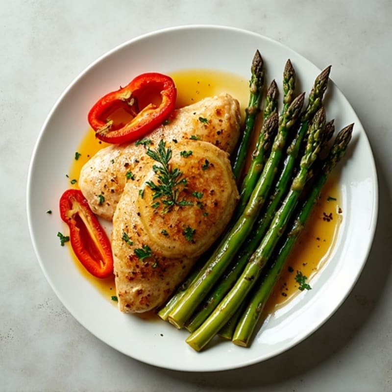 Sheet Pan Lemon Herb Chicken with Roasted Asparagus and Bell Peppers