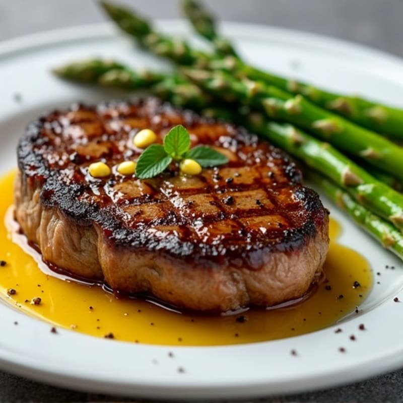 Tender Pan-Seared Steak with Roasted Asparagus