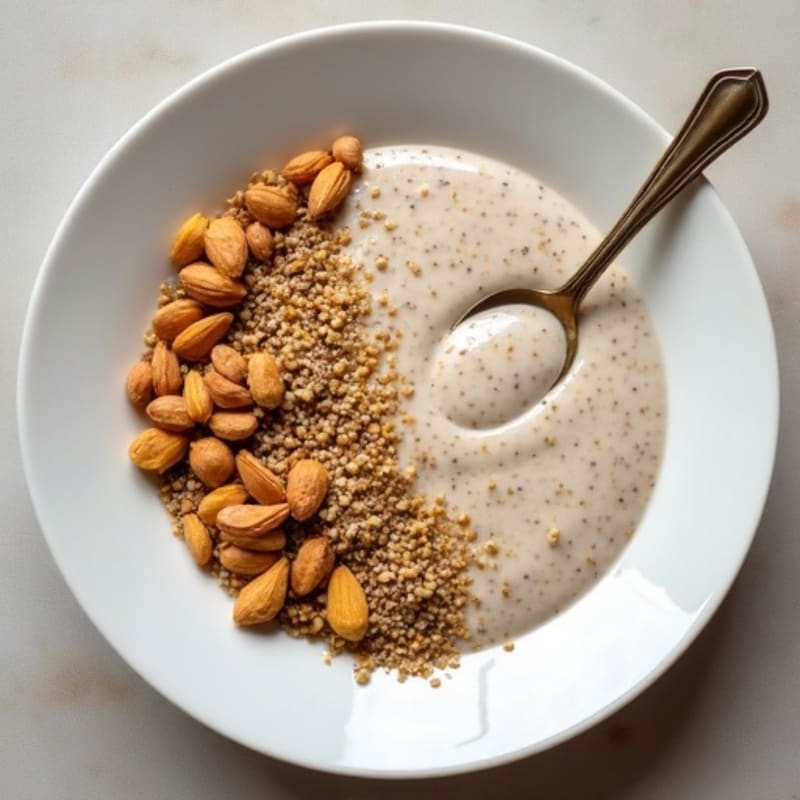 Creamy Vanilla Protein Chia Pudding with Hemp Hearts and Almond Butter