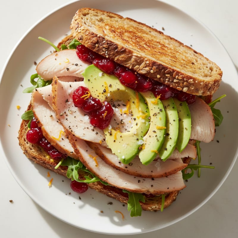 Tender Roasted Turkey and Zesty Cranberry Sandwich