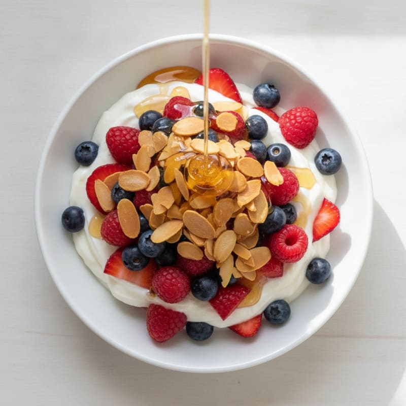 Creamy Greek Yogurt Parfait with Mixed Berries and Toasted Almonds