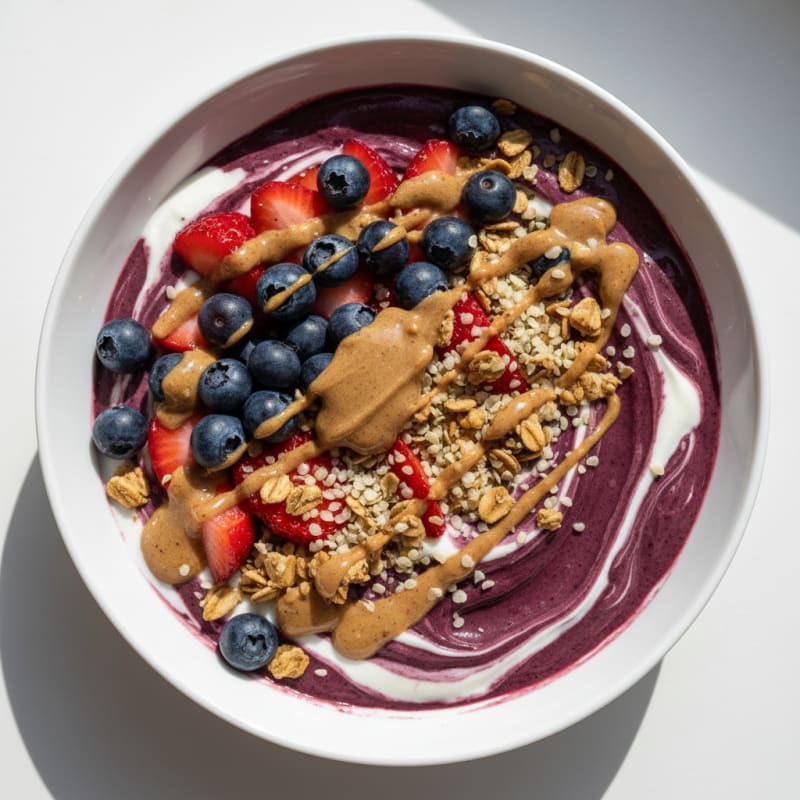 Açaí Protein Bowl with Greek Yogurt and Mixed Berries