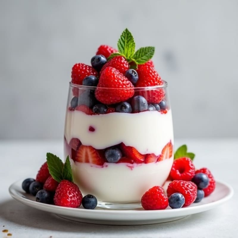 Greek Yogurt Protein Parfait with Mixed Berries