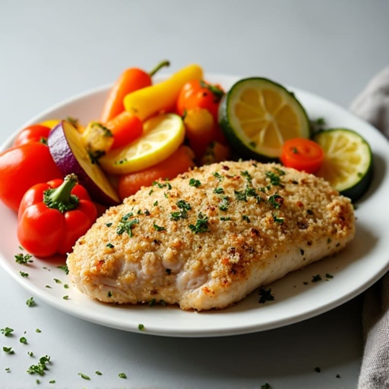 Herb-Crusted Chicken with Roasted Rainbow Vegetables