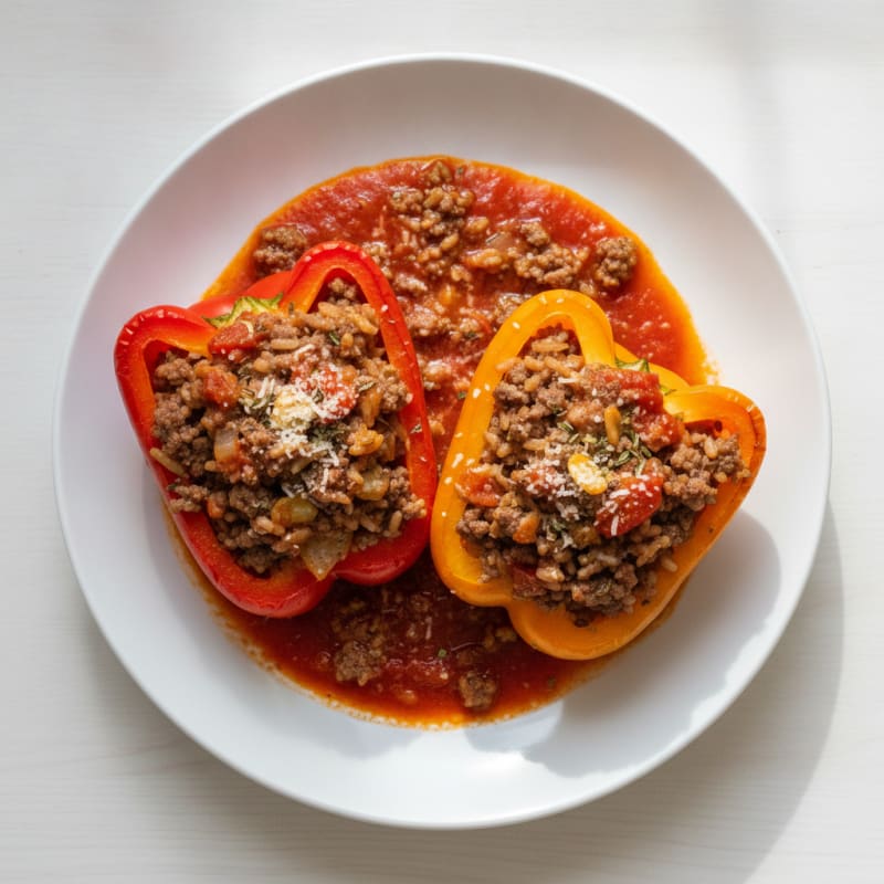 Beef and Rice Stuffed Bell Peppers