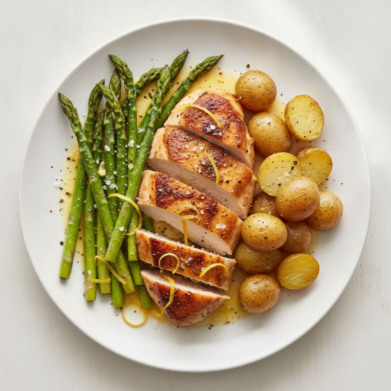 Lemon Herb Roasted Chicken with Asparagus