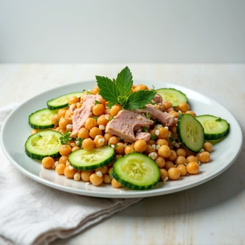 Tuna Chickpea Salad with Crunchy Cucumbers