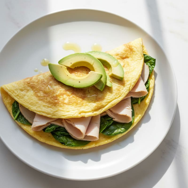 Egg White Omelette with Turkey Breast and Spinach