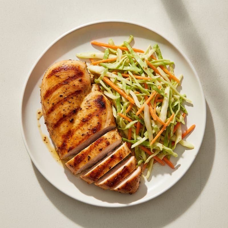 Grilled Chicken Breast with Crunchy Cabbage Slaw