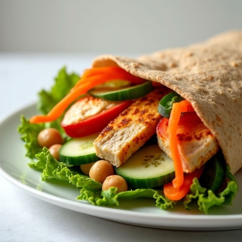 Fresh Crunchy Veggie Hummus Wrap
