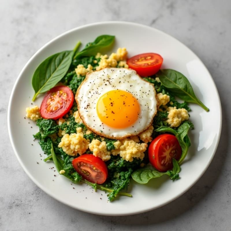 Egg White Veggie Scramble with Spinach and Tomato
