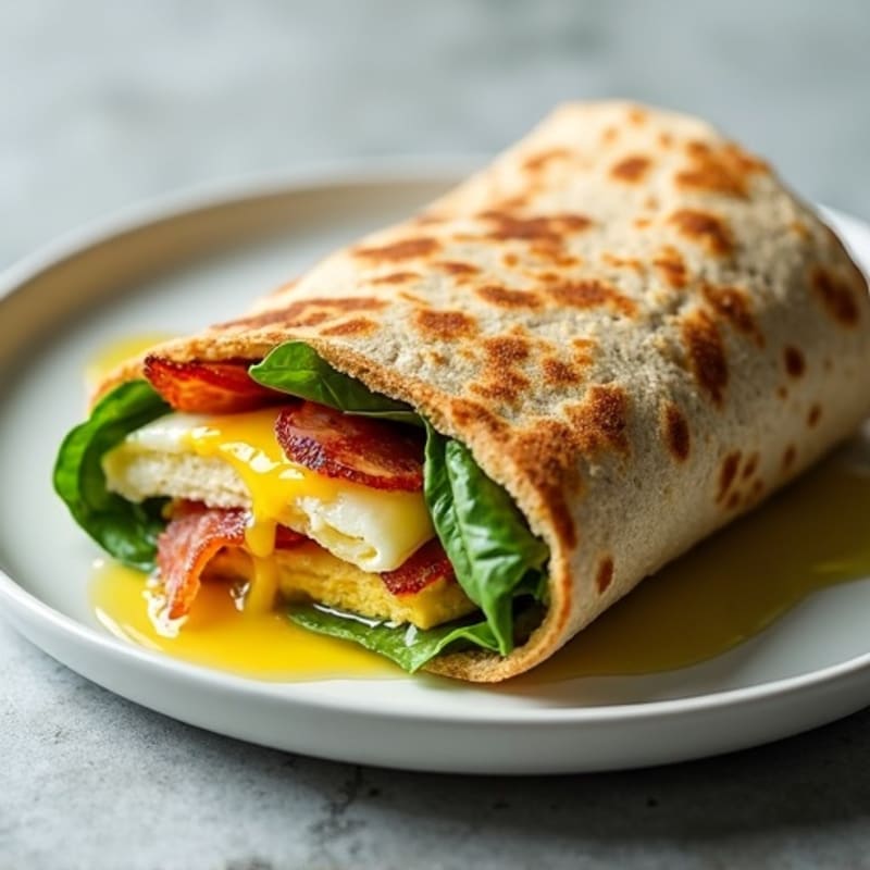 Crispy Turkey Bacon and Egg White Wrap with Spinach