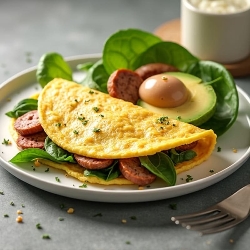 Egg White Spinach Omelette with Turkey Sausage