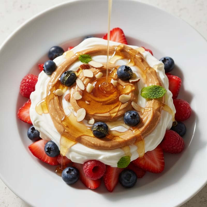 Greek Yogurt Parfait with Mixed Berries and Almond Butter