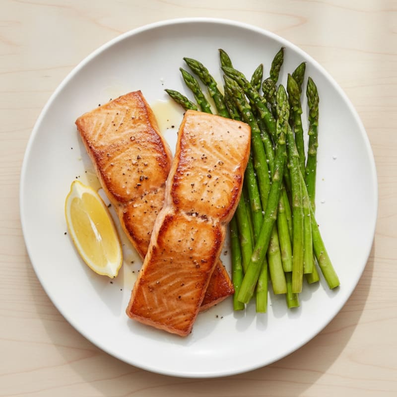 Pan-Seared Salmon with Roasted Asparagus