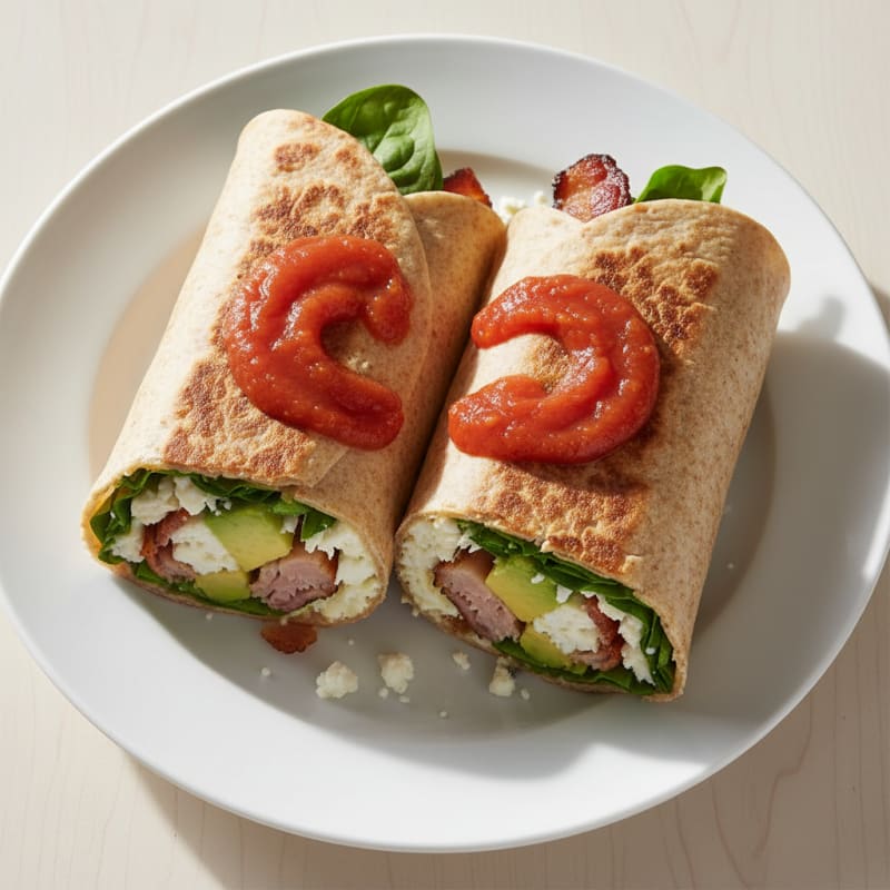 Crispy Turkey Bacon and Egg White Breakfast Burrito