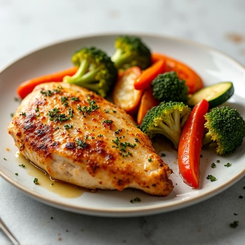 Crispy Lemon-Herb Roasted Chicken and Roasted Vegetables