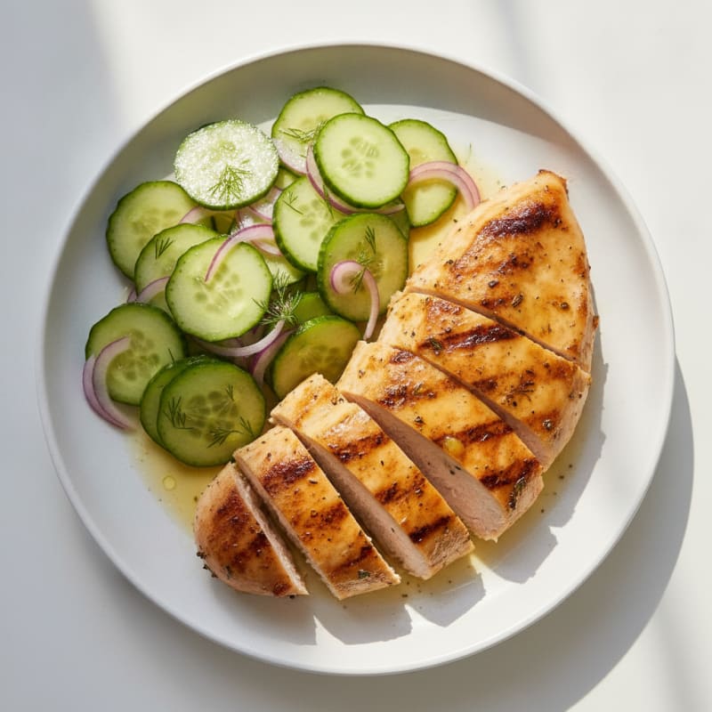 Grilled Chicken Breast with Cucumber Salad