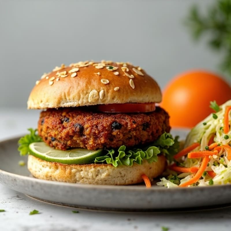 Crispy Smoky Black Bean Burgers with Fresh Slaw