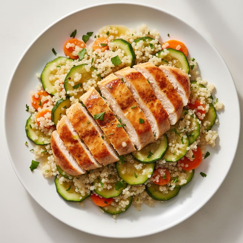 Lemon Herb Chicken and Quinoa with Zucchini and Carrots