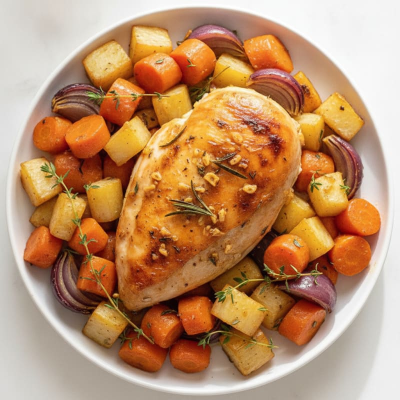 Garlic Herb Roasted Chicken with Root Vegetables
