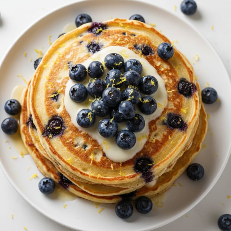 Blueberry Ricotta Pancakes with Lemon Zest