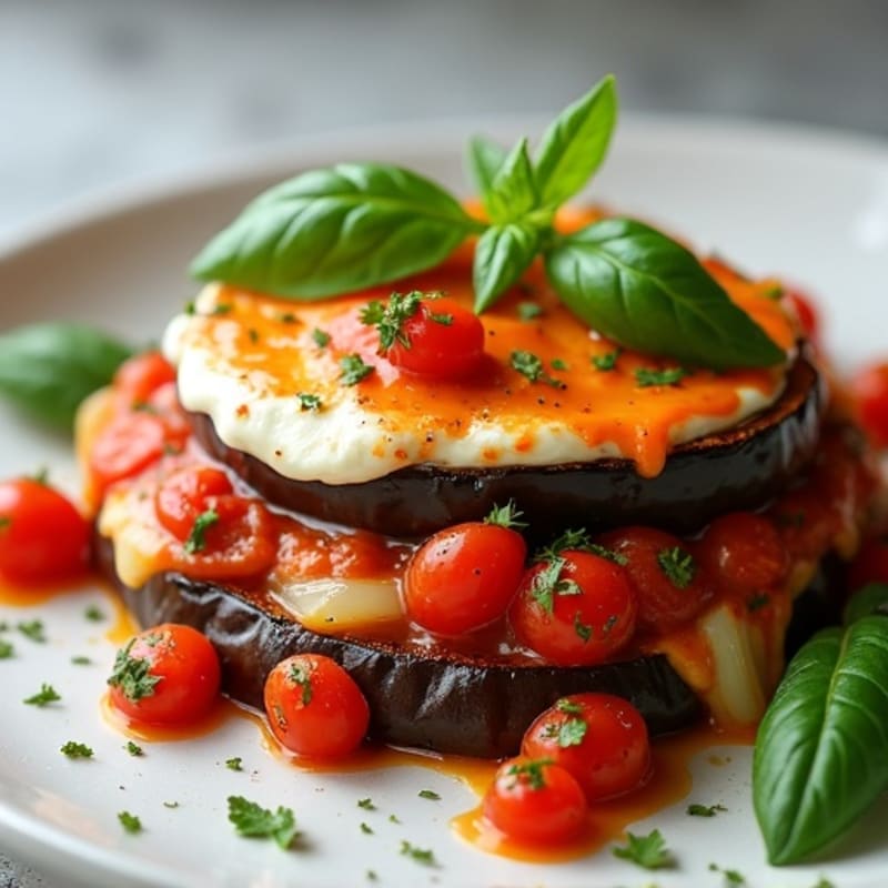 Creamy Baked Eggplant and Lean Ground Beef Layers
