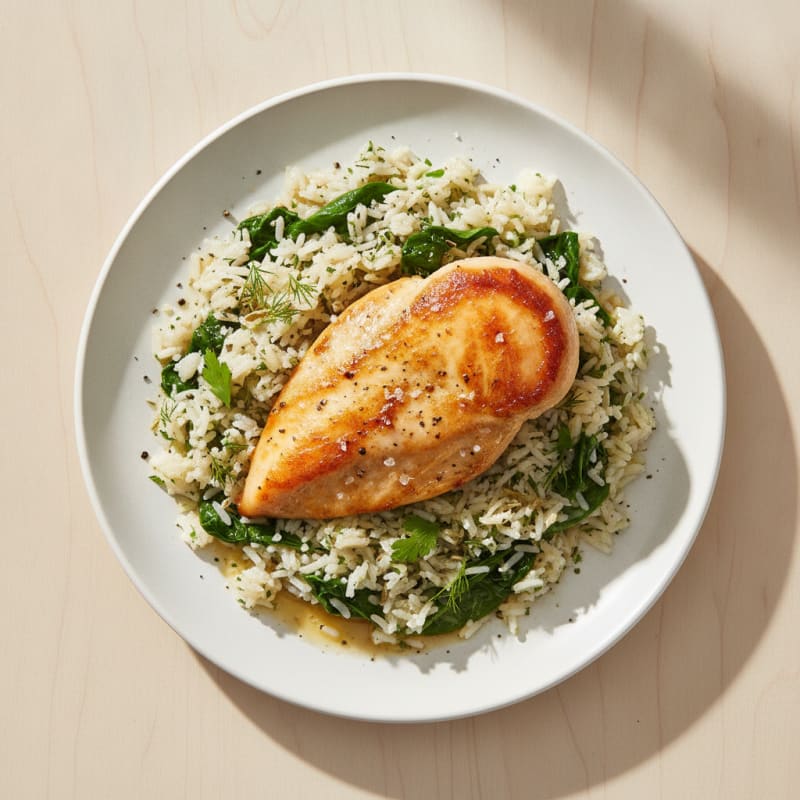 Pan-Seared Chicken with Herbed Rice