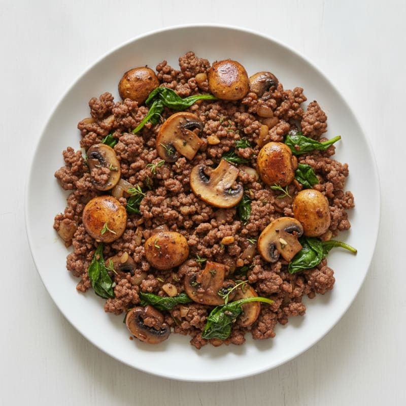 Savory Ground Beef and Mushroom Skillet