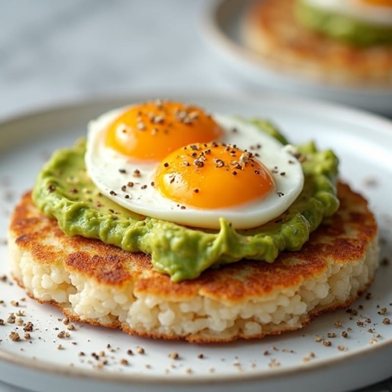 Crispy Rice Cakes with Creamy Avocado and Jammy Eggs