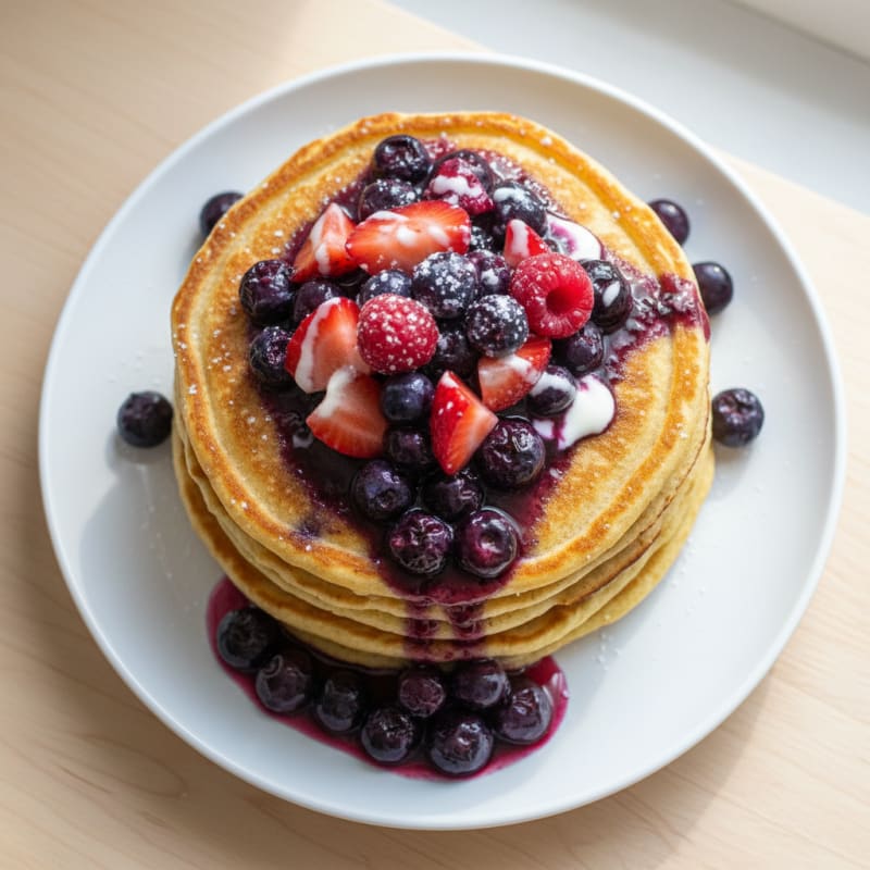 Fluffy Protein Pancakes with Berries