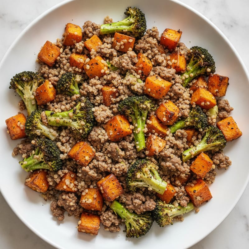 Roasted Sweet Potato and Broccoli Quinoa