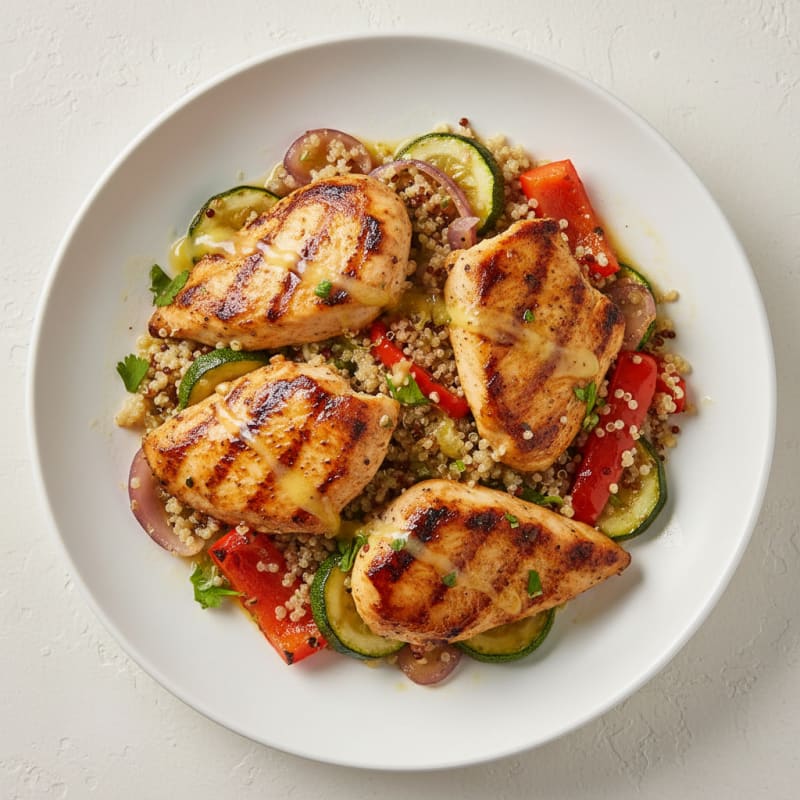 Grilled Chicken and Quinoa Bowl with Roasted Vegetables