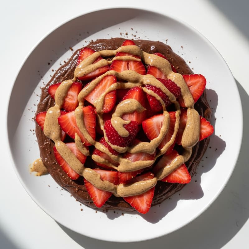 Silky Chocolate Protein Pudding with Fresh Strawberries