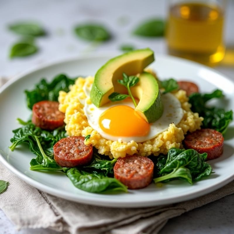 Egg White and Turkey Sausage Scramble with Spinach
