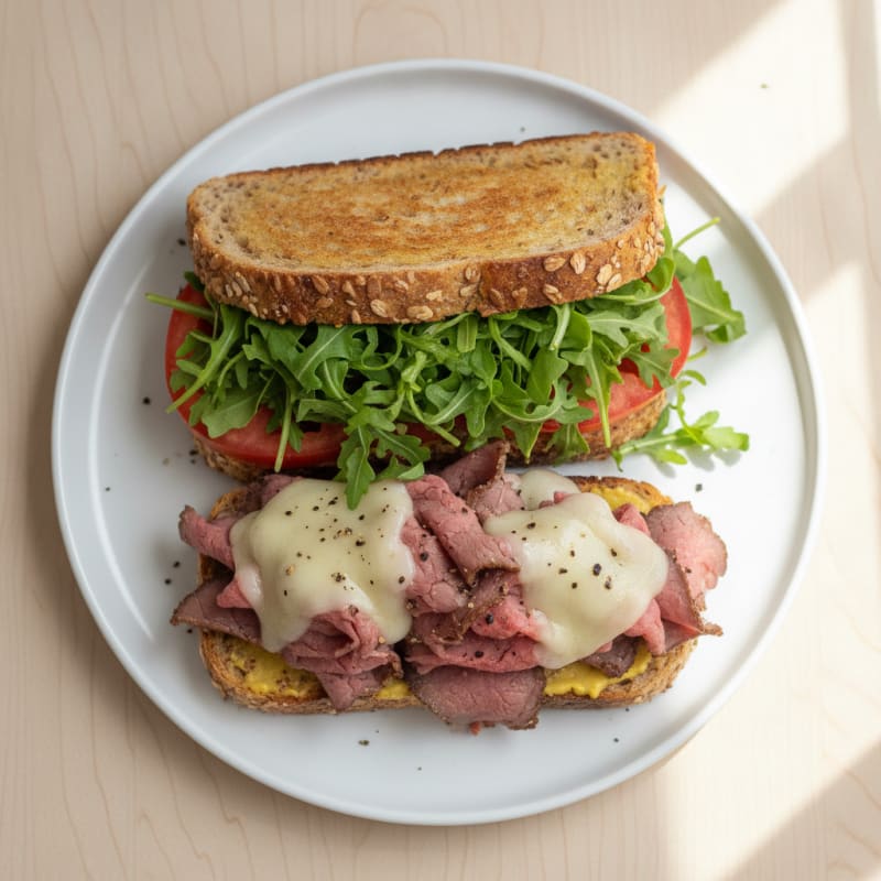 Roast Beef and Provolone Sprouted Grain Sandwich