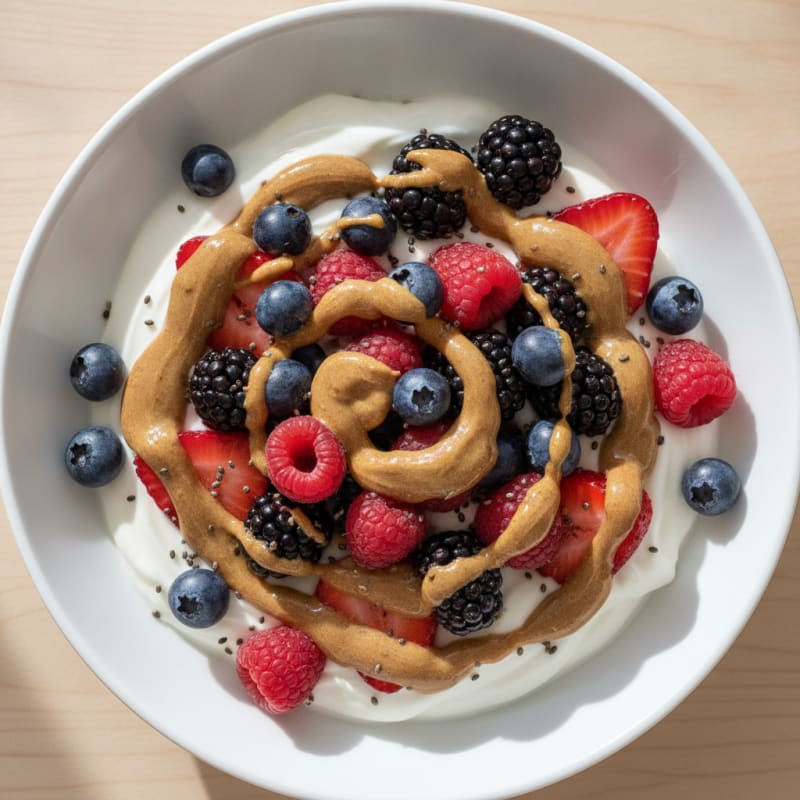 Creamy Greek Yogurt Bowl with Almond Butter and Mixed Berries