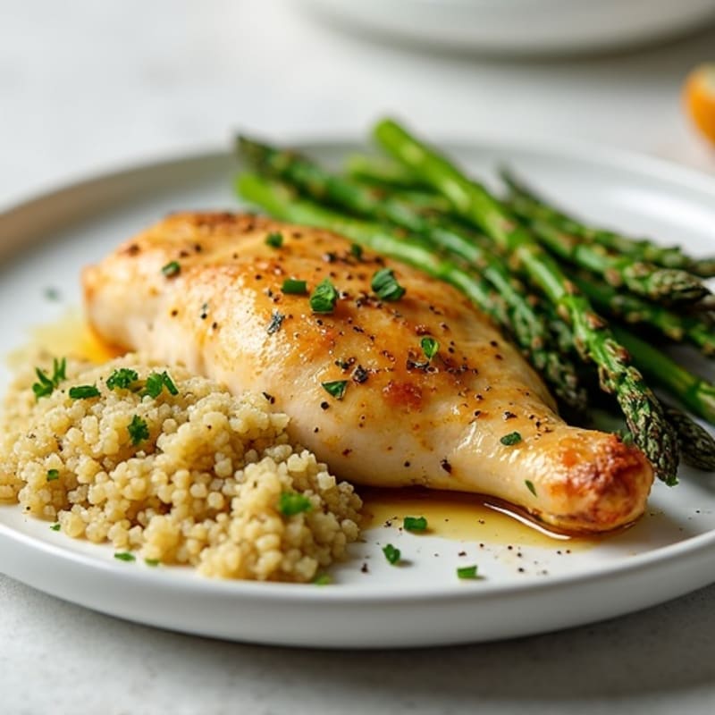 Lemon Herb Roasted Chicken with Crispy Asparagus