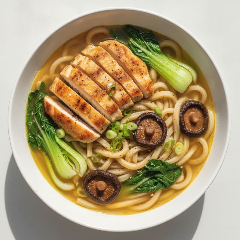 Savory Udon Noodle Soup with Vegetables