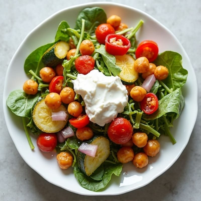 Crispy Chickpea Salad with Roasted Vegetables