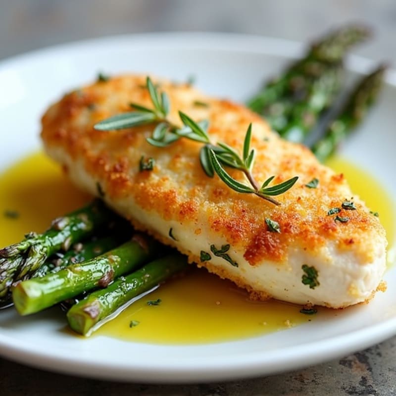 Crispy Lemon Herb Chicken with Roasted Asparagus