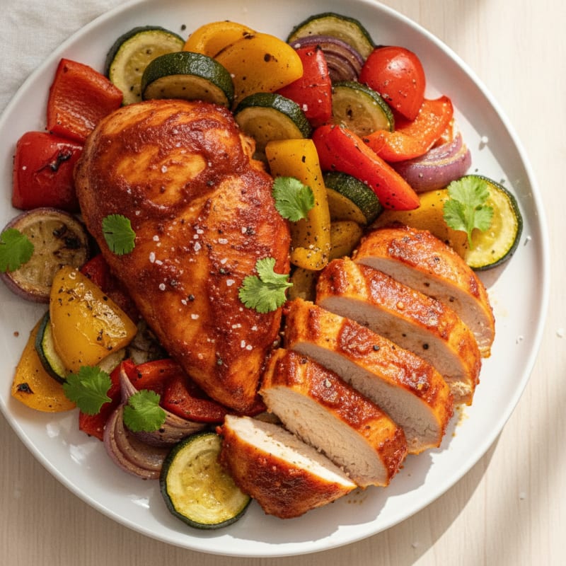 Spicy Harissa Chicken with Roasted Vegetables