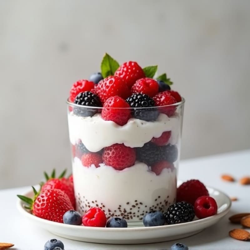 Greek Yogurt Parfait with Chia Seeds and Mixed Berries